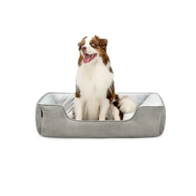 Image of 2 in 1 reversible Dog bed pillow basket sofa Various sizes &amp; colours ((L) 110 x 80 cm, grey)
