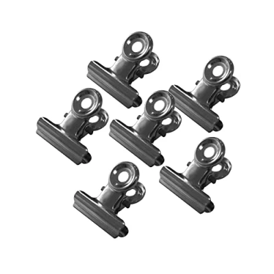 Image of HaberCrafts Bulldog Clips Money Clip Letter Silver Metal (Silver 22mm, Pack of 6)