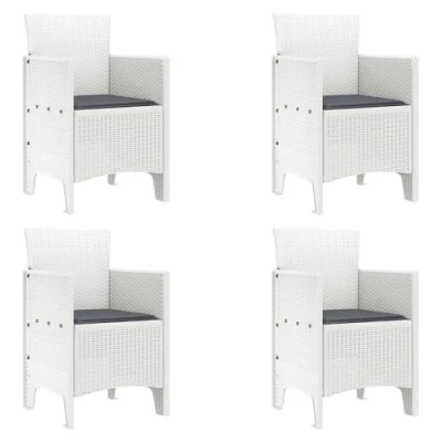 Image of vidaXL Garden Chairs with Cushions 4 pcs White Poly Rattan