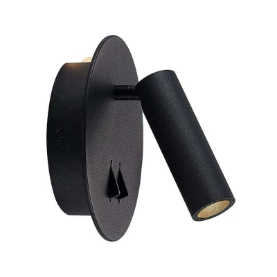 Image of Lucande LED wall light Magya, Ø 14 cm, black 2 bulb, round