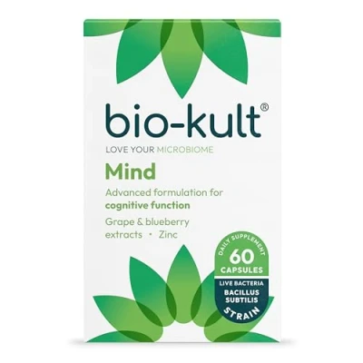 Image of Bio Kult Mind Live Bacteria Supplement Targeting Cognitive Function + Wild Blueberry &amp; Grape Extracts, Zinc Citrate Packaging May Vary