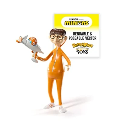 Image of BendyFigs The Noble Collection Minions Victor Toys 16.5cm Bendable Posable Collectible Doll Figure With Stand and Mini Accessory