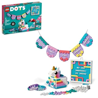 Image of LEGO 41962 DOTS Unicorn Creative Family Pack 5 in 1 Toy Crafts Set with Bunting and Message Board, Party Decorations Gift for Kids, Girls Boys Aged 6 Plus