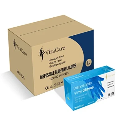 Image of 1000 x Blue Disposable Gloves Large Vinyl Latex Free Powder Strong And Non Sterile (Large)