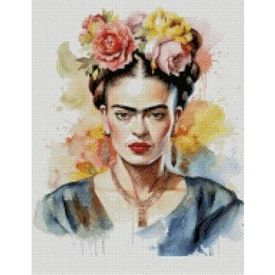 Image of Frida Portrait (3) Cross Stitch Kits, 14ct Cotton, 150x 200 26x37cm Counted Cotton Celebrity Artist Kits