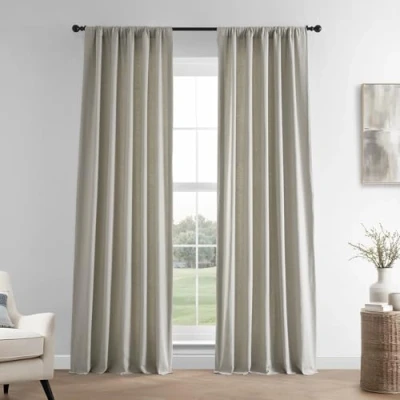 Image of HPD Half Price Drapes French Linen Curtains 96 Inches Long Room Darkening for Bedroom &amp; Living 50 X 96, (1 Panel), Fresh Khaki