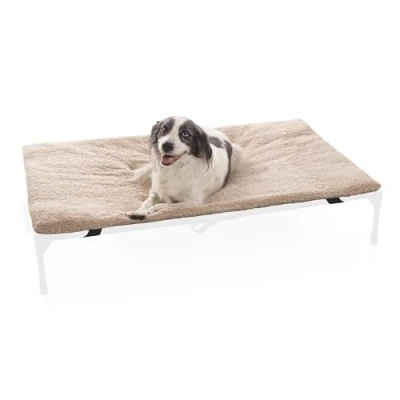 Image of K&amp;H Pet Products Original Dog Cot Microfleece Pad for Outdoor Raised Bed, Portable Pad, Washable Bed (Cot Sold Separately) Tan Fleece X Large 50 32 Inches
