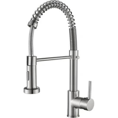 Image of Cobbe Kitchen Tap, Spring Sink Mixer Taps with Pull Down Sprayer, 2 Spray Modes High Arc Swivel 360 Single Handle Lever Tap (Brushed Nickel)