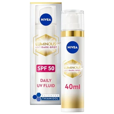 Image of NIVEA Cellular Luminous 630 Anti Dark Spot Day Moisturiser SPF 50 (40ml), Hydrating Fluid Protects From Darkening and Photoageing for Smooth, Illuminated Skin