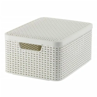 Image of Curver Aspect Rotin Style 205839 Storage with Second Generation Lid Polypropylene, Off White, Medium
