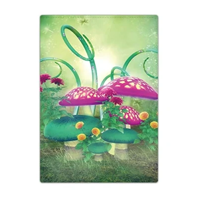 Image of Passport Holder Cover, PU Leather Travel Wallet Case Organiser for Passport, Business Cards, Credit Boarding Passes (Purple Mushroom)