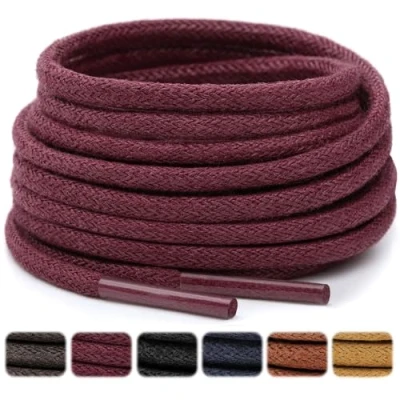 Image of Stepace 2 Pairs Waxed Round Shoe Laces 3mm Oxford Shoelaces for Boots and Dress Shoes Wine Red 135cm