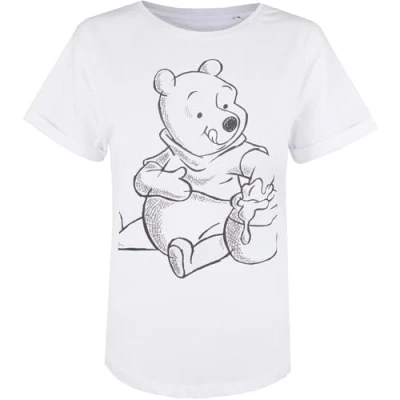 Image of Disney Women&#039;s Winnie the Pooh Sketch T Shirt, White (White White), 14 UK