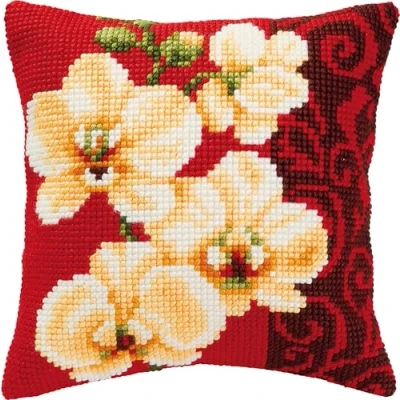 Image of Vervaco Orchid Cross Stitch Cushion, Multi Colour