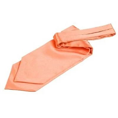 Image of DQT Plain Satin Wedding Self Tie Ascot Cravat for Men Coral