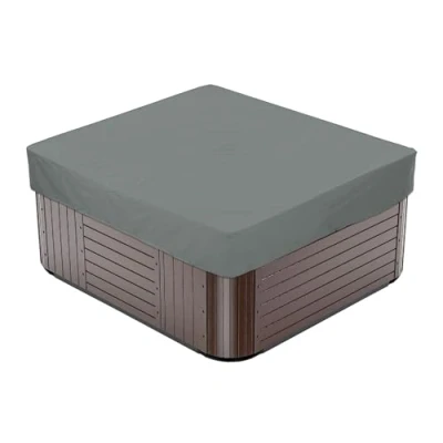 Image of BaCover Square Hot Tub Cover, 210D Polyester Spa Cover Waterproof Dustproof UV Protection Outdoor Covers for Tub,Gray,231x231x30cm