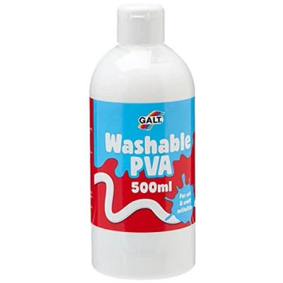 Image of Galt Washable PVA Glue for Crafting, 500ml Slime Making Easy Clean Kids Glue, Washes Out of Clothes Clear Arts and Crafts Paper, Card, Wood Fabrics Children Safe, Ages 3 Years Plus