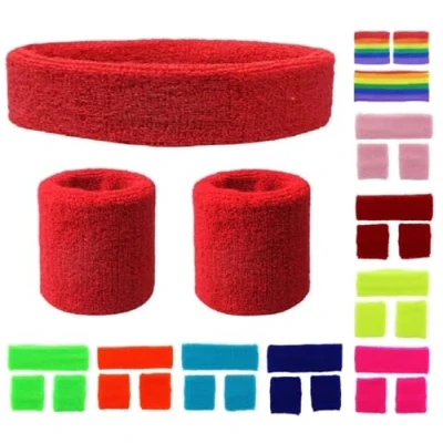 Image of NEON Headband and Wristbands Sweatbands Set (Red)