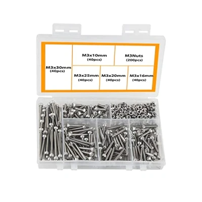 Image of omyzam 304 Stainless Steel Screws Assorted Metric M3 Hex Bolt and Nuts Kit, Socket Head Cap Assortment Set Kit with Storage Box
