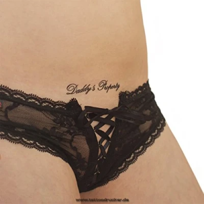 Image of 2 x Daddy&#039;s Property lettering black tattoo Temporary Kinky Body Sticker (2)