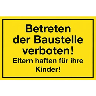 Image of Metafranc 500470 Safety Sign &quot;Betreten der Baustelle verboten!&quot; 400 x 250 mm/Signage/Prohibition Sign/No Entry/Private Property/Construction Site Marking/Commercial Marking