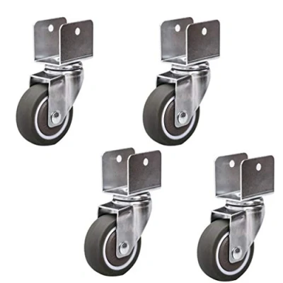 Image of Swivel Caster Wheels for Cribs,with U Type Bracket,2in 50mm Rubber Furniture Castor with Brakes,Mute,Ball Bearings,Capacity 75kg,Set of 4,with Screws (25MM Bracket,4Swivel)