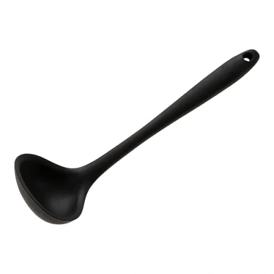 Image of Wiltshire Mini Silicone Ladle, Cooking &amp; Soup Serving Spoon, Heat Resistant Utensil, Non Stick, Scratch, Midnight Black, 21x6.3x5cm