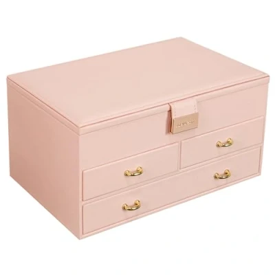 Image of ADEL DREAM Jewelry Box, 3 Tier Box With Rose Gold Buckle, Pu Leather Storage, Soft Velvet Gift For Loved Ones And Friends, Pink 11 2