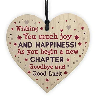 Image of RED OCEAN New Job Gift For Colleague Wooden Heart Leaving Good Luck Friend