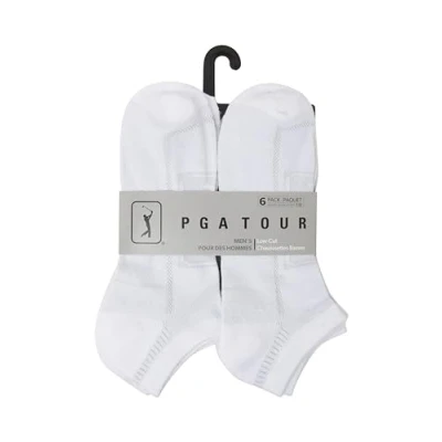 Image of PGA Tour Golf Socks for Men 6 Pack Men&#039;s Low Cut Sport Socks, White (Size 7 12)