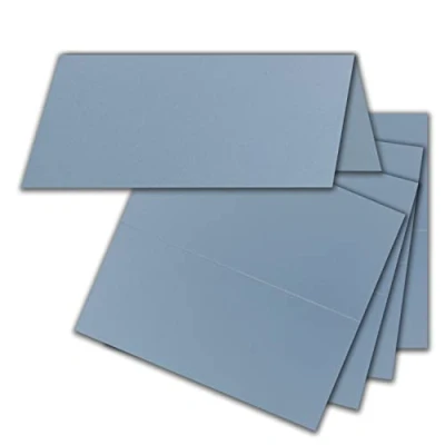 Image of FarbenFroh by GUSTAV NEUSER 75 x Place Cards in Grey Blue (Blue) 4.5 10 cm Blank Double as and Name for Weddings Parties