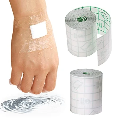 Image of Bohoray 2 Roll Waterproof Transparent Bandage Film Adhesive Tape Medical Wound Tattoo Aftercare Dressing Plaster Stretch Fixation Anti Allergic Self Paste Swimming(5cm*5m）