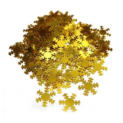 Image of Robelli Merry Christmas Party Table Confetti (Snowflakes, Stars, Trees etc) (Gold Snowflakes)