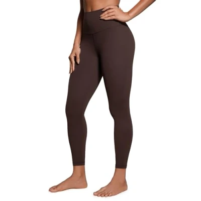 Image of CRZ Yoga Women&#039;s Butterluxe Leggings 25&#039;&#039; High Waisted Workout Gym Buttery Soft Pants Hot Fudge Brown 16