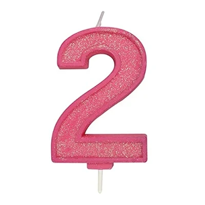 Image of CULPITT Sparkle Number Candles for Cake &amp; Cupcakes, Single Numbers from 0 9, Say Happy Birthday with These Candle Sparklers, Celebrate Birthdays Anniversaries Flair Pink 2