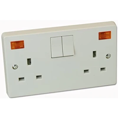 Image of Crabtree 13A 2 Gang Double Pole Switched Socket with Neon