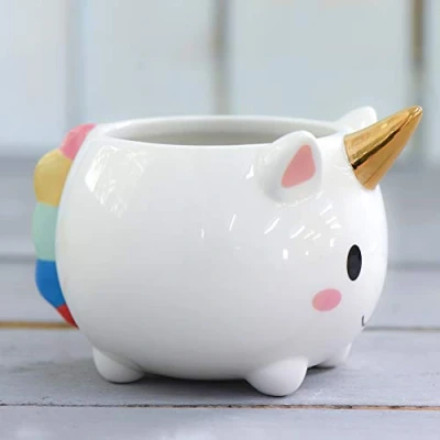 Image of Thompson &amp; Morgan Ceramic Unicorn Plant Pot Gift Perfect Present, 2 x Planters