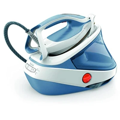 Image of Tefal High Pressure Steam Generator Iron, 2700W, 580g/min Boost, 7.6 Bar Pressure, GV9710 Pro Express Ultimate II, Blue &amp; White