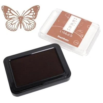 Image of IROMOYO Stamp PAD, for Journaling and Scrapbooking Traditional Japanese Ink Colour, Oil Based pad Light Brown, Speedy Drying Time