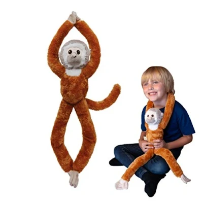 Image of EcoBuddiez Tree Huggers Squirrel Monkey from Deluxebase. 72cm Hanging soft toy made Recycled Plastic Bottles. Eco friendly and cuddly plush perfect gift for kids.