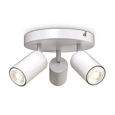 Image of B.K.Licht Ceiling Light, 3 Rotatable Spots, GU10 Sockets, Bulbs not Included, Spotlight for Kitchen, Dining Room, Bedroom, Metal Lamp, Flexible Design IP20 230V, 9/19 cm, White
