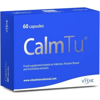 Image of Vitae CalmTu 60 capsules Valerian, Passionflower and California Poppy Stress Anxiety Management Tranquilizing effect No side effects Natural Ingredients