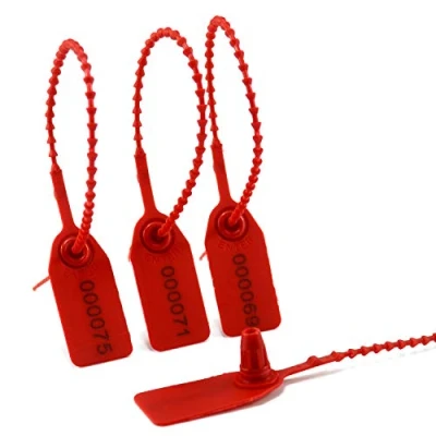 Image of Pull Tite Security Seal Secure Anti Tamper Seals for Extinguisher First Aid Kit Numbered Tear Off Tag 250mm (100pieces X Red)