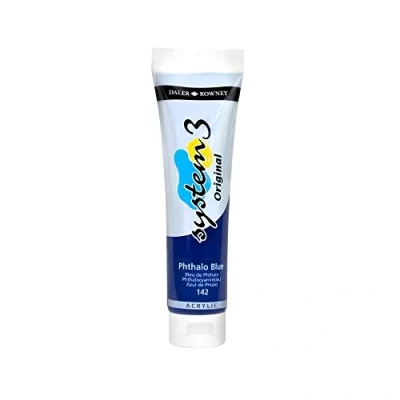 Image of Daler Rowney System3 Acrylic Paint, Plastic Tube, 5.07oz 150 ml, Phthalo Blue