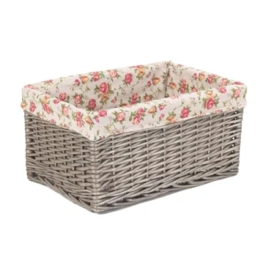 Image of Red Hamper Small Antique Wash Garden Rose Willow Storage Baskets, Wicker, Brown