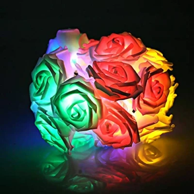 Image of 2M 20 LED Battery Operated Rose Flower Fairy String Lights Wedding Room Garden Christmas Decoration (Multicolor)