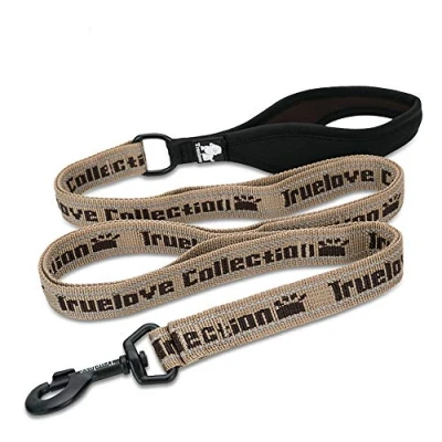 Image of TRUE LOVE Dog Lead Leash Reflective Night Safe Rope No Pull with Multi Handles Durable Nylon for Small Medium Large Dogs Walking TLL3071（Brown,M）