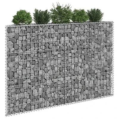 Image of VACARX Trapezium Gabion Raised Bed Galvanised Steel 150x20x100 cm,Item colour Silver