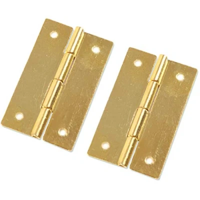 Image of 2X Mini Solid Brass Hinges 25mm Miniature Cabinet/Doll House