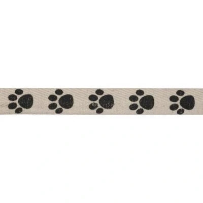 Image of Natural 5m x 15mm Bowtique Ribbon Paw Prints: Black